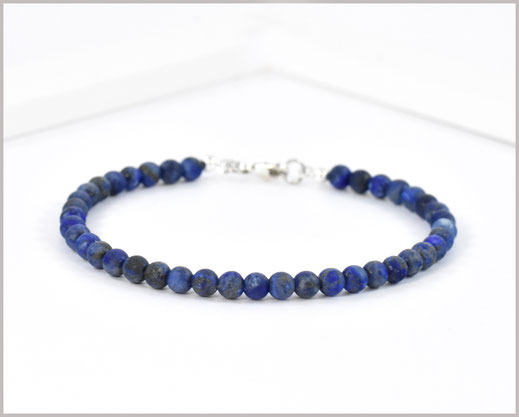 Edelsteinarmband mit Lapislazuli Matt  4 mm / 925 Silber  32,90 €   