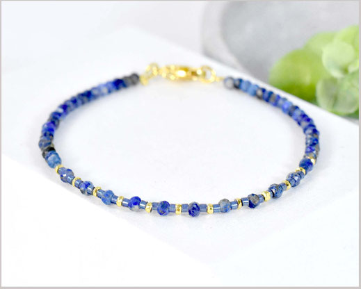  Edelstein Armband mit Lapislazuli mit 2x 3 mm mit Miyukiperlen gold  29,90 €