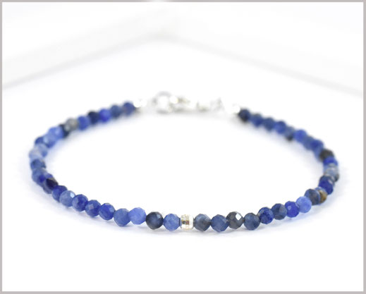 Sodalith Edelstein Armband 3 mm mit 925 Silber  35,90 €