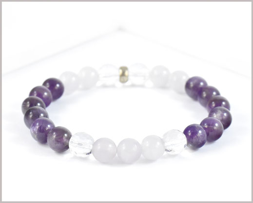 Mala Armband mit Amethyst und Bergkristall Edelsteinen - Ananta