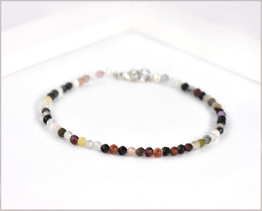 Turmalin bunt Edelstein Armband 3 mm mit  925 Silber  36,90 €
