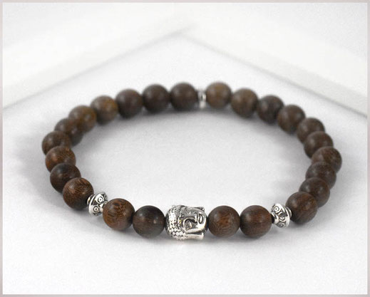 Männer Armband mit Sandelholz Perlen Buddha