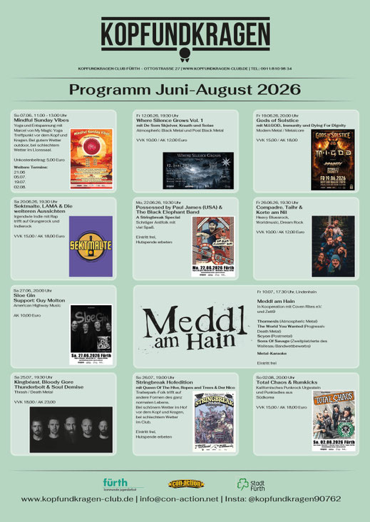 Monatsprogramm Kopf und Kragen Club Sommer 2026