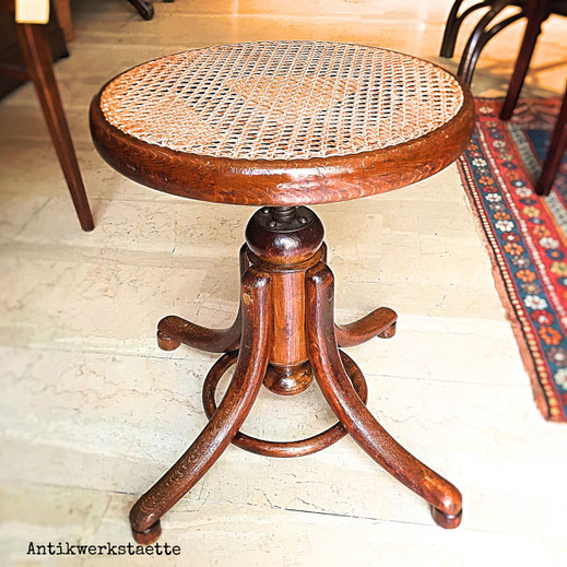 Art Nouveau Thonet rattan stool
