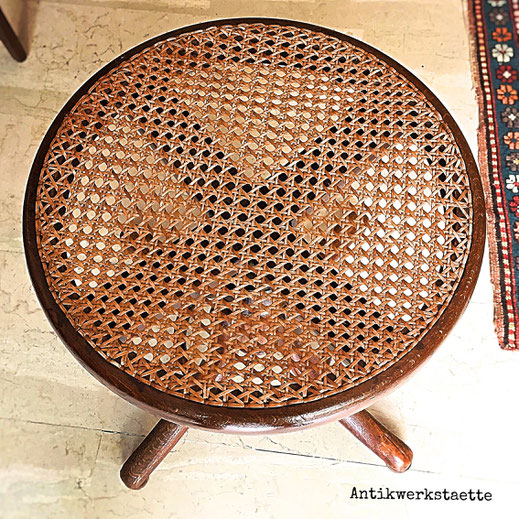 Art Nouveau Thonet rattan stool
