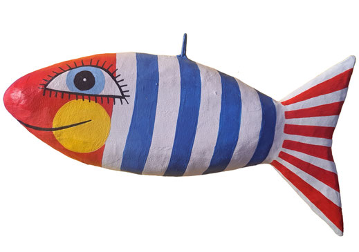 dekorativer Fisch in kräftigen Farben für Innenräume