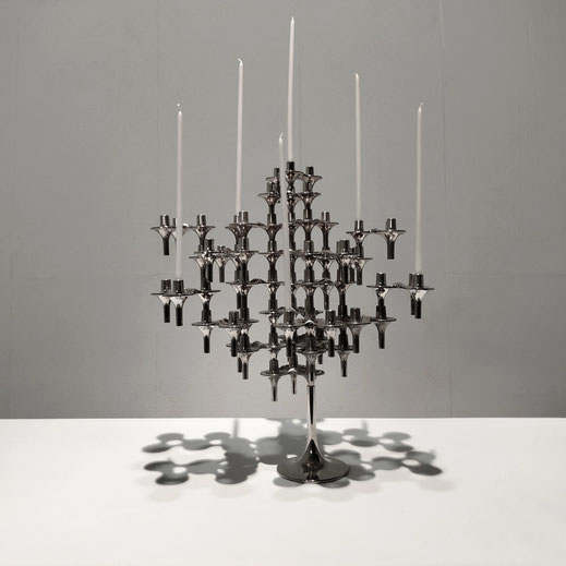 BMF fritz Nagel & Caesar Stoffi Stainless Steel Stackable Modular Candlestick Holders, Germany, 1960s -PN.Modern pnmodern.com