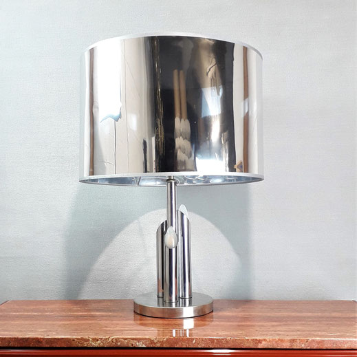 Michel Boyer  Table Lamp  Stainless Steel, Laminate  France, circa, 1969   
