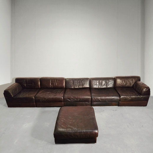De Sede DS-76 Set of Seven Convertible Modular Sofas in Dark Brown Leather, Switzerland, 1972 - PN.Modern pnmodern.com