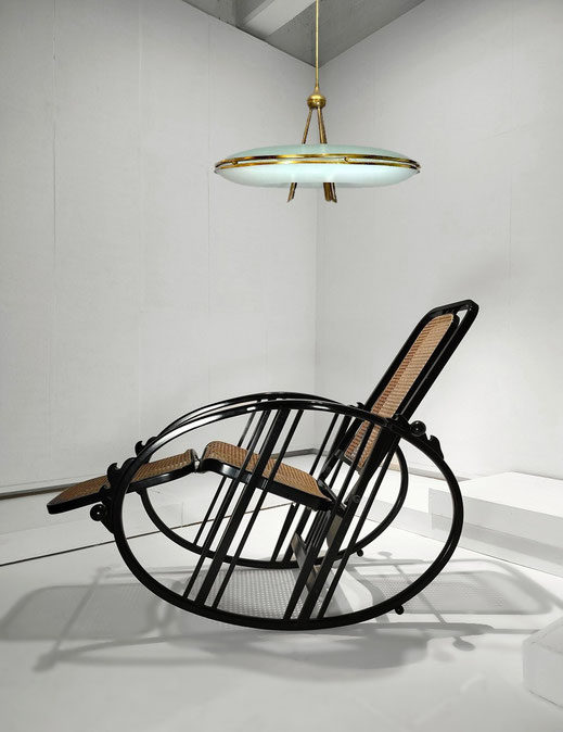 Societa Anonima Antonio Volpe "Dondolo" Egg Rocking Chair Model. 267, Italy, 1922