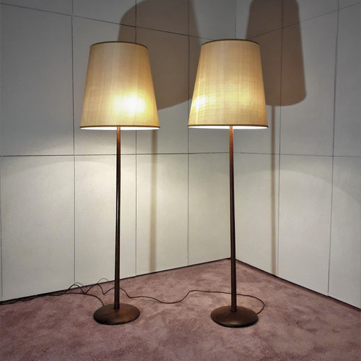 Swedish oak, Brass Floor Lamps by "Luxus Vittisjö", 1960