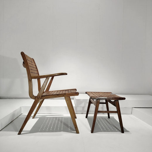 Erich Dickmann Bauhaus Chair and Ottoman for Galenka Tyskland, Germany, 1933