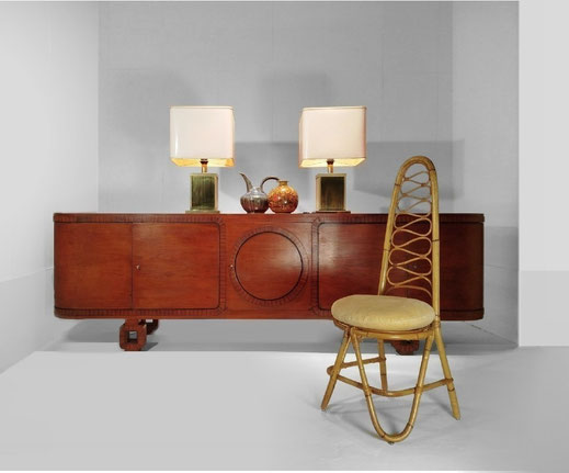 Grand Salon Énfilade Buffet Sideboard Attr. to Jules Leleu, French Master Ébenisterie in Walnut and Macassar, France, 1930-1934