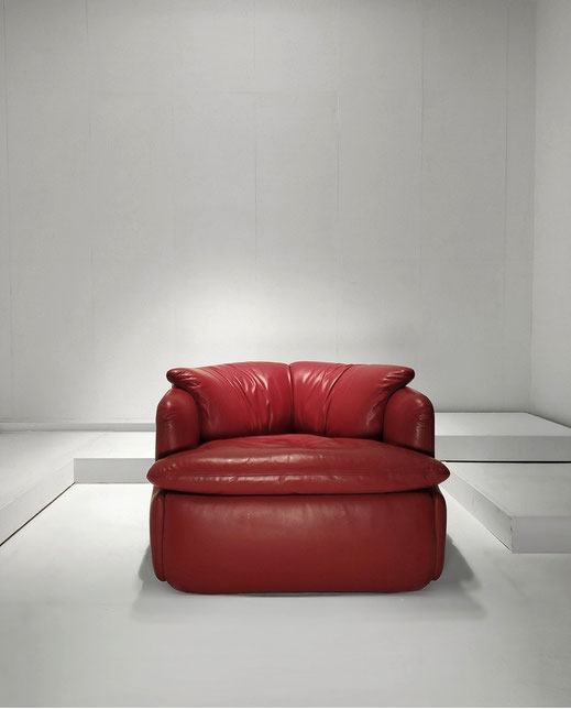 Alberto Rosselli Confidential Leather Lounge Chair, Saporiti Italia, Italy, 1970s - PN.Modern pnmodern
