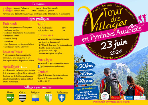 Dépliant du Tour des Villages 2024 - Randonnée Pyrénées Audoises