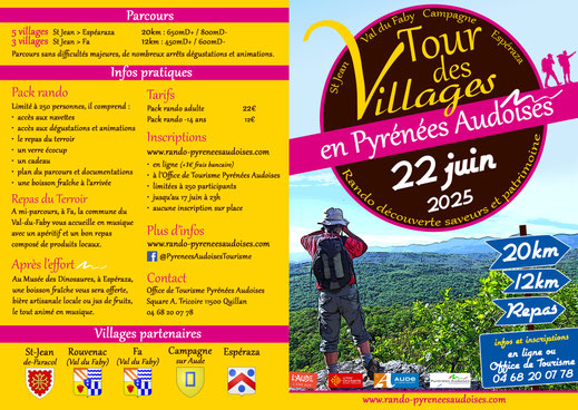 Dépliant du Tour des Villages 2025 - Randonnée Pyrénées Audoises