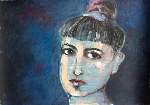 Pola, 65 x 50 cm, Mischtechnik (Acryl, Graphit, Farbstift), Preis gerahmt Sfr. 450.-