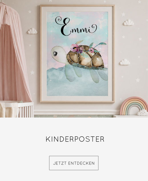 Personalisiertes Poster mit handgemaltem Tiermotiv für Kinderzimmer
