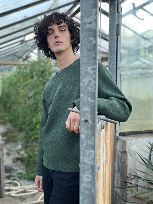 WALKPULLOVER / grün-meliert