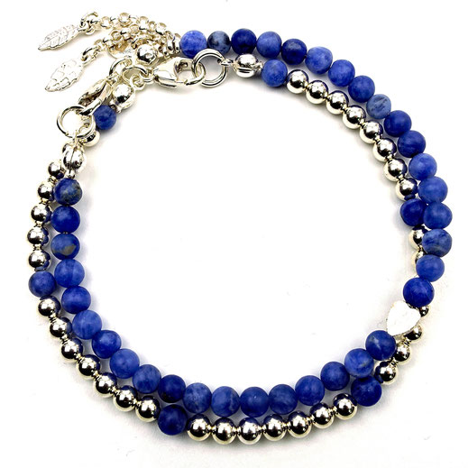 Damen-Armband-Set,2-teilig, dunkelblau, Sodalith, Silber 925