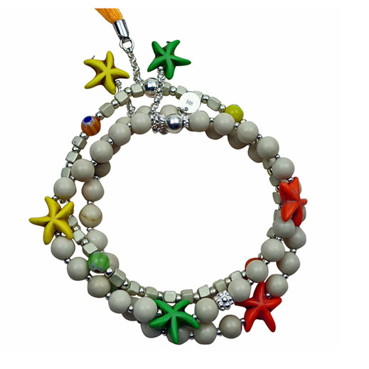0086544624810 Schönes Armbandset für Damen, Edelstein-Armbandset, Damenarmbandset  handgefertigt, Damenarmbandset bunt, Perlarmbänder für Frauen online kaufen, Damenarmband Silber 925, Fashion Style Armband, Sommerarmbandset beige Jaspis, bunte Seesterne