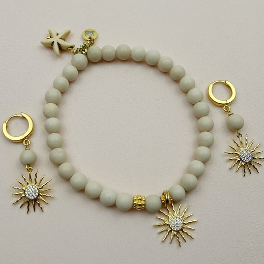  0086544625046 Schönes Schmuckset Armband Ohrringe Edelstein-Schmuckset, Schmuckset Jaspis beige, Designerschmuck, Schmuckset für Frauen online kaufen, Damenschmuckset Silber 925, Fashion Style Schmuckset, Schmuckset beige Jaspis, Sonnenanhänger vergoldet