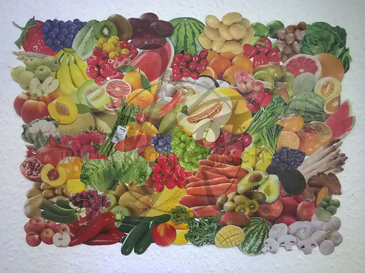 Collage: Obst und Gemüse