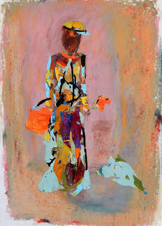 Collage auf Papier - Die Frau (40x50cm)