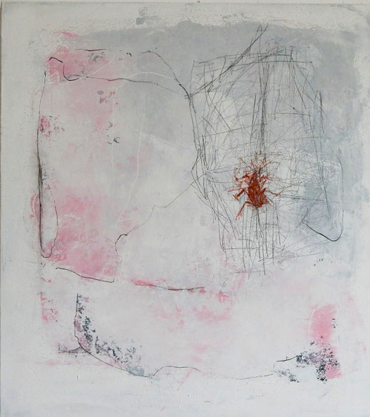 Rosa auf weiss mit Sujets (80x90cm)