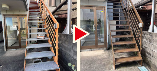 徳島市・北島町・藍住町の外階段・鉄骨塗替え塗装