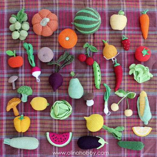 Вязаные фрукты и овощи OlinoHobby. Crochet fruits and vegetables by OlinoHobby.