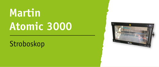 "Martin Atomic 3000 - Hochleistungs-Stroboskop für intensive Lichtblitze. Variable Blitzfrequenz und Helligkeit, ideal für dramatische Effekte bei Veranstaltungen