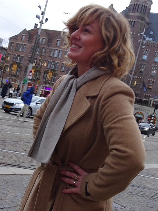 Merino wool scarf worn under coat – lightweight and warm for everyday wear