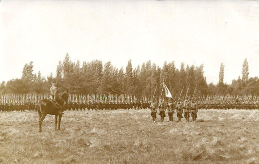Cérémonie à Feyzin le 29 avril 1914 : le colonel HAMON, chef de corps,  au commandement