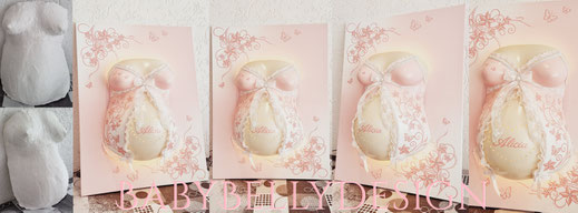 Gipsabdruck_Babybauch_Babybauchabdruck_Babybauch-Gipsbindenabdruck_Leinwand_Lampe_Oberflächenglättung_Veredelung_Gestaltung_Bemalung_Dekoration_Ornament_Schnörkel_rosa_blau_grün_Schleife_Perlen_Lampe_Standfuß_Uhr_Leinwand_LED_rot