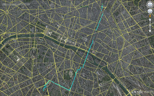 Kurze Radstrecke in Paris vom Gare de l'Est zum Gare Montparnasse