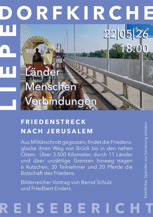 Vortrag: Friedenstreck nach Jerusalem - 22. Mai, 18 Uhr - Dorfkirche Liepe