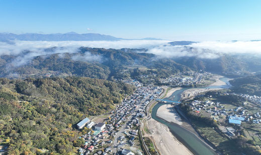 信州新町上空ドローン写真
