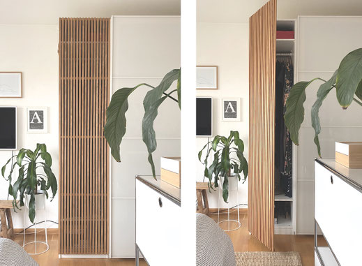  Raumgestaltung, Lamellenwand, DIY, Wandgestaltung, Wanddeko, Schranktür, aemilia interior