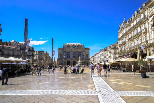 Montpellier, Hérault, Comédie, place, architecture, haussmannienne