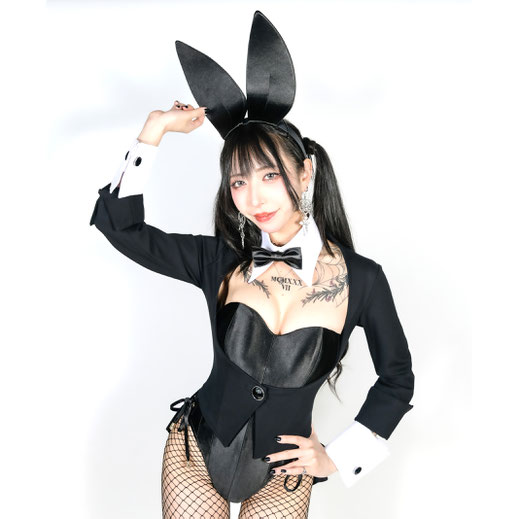 バニー衣装9点セット【ブラック】プレーンバニー - バニーガール衣装 ...