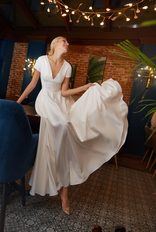 Kurzes Brautkleid, Midi Brautkleid,