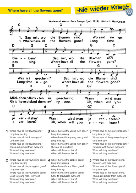 Summen Statt Singen Fur Den Frieden Nie Wieder Krieg