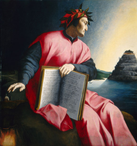 Dante contempla el Purgatorio, autor no determinado. Atribuido a Giovanni Battista Naldini y también a Bronzino. Mediados del siglo XVI.
