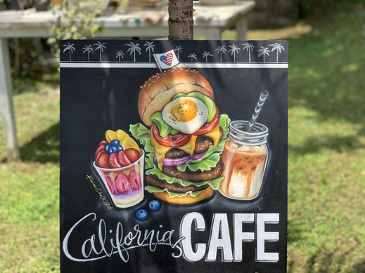 ハンバーガーショップ｜手描きチョークアートの実例｜KANAE CHALK ART.