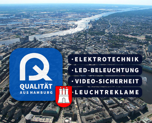 Logo vor Hamburg Luftbild - QUALITÄT Elektrotechnik aus Hamburg – Ihr verlässlicher Partner für elektrotechnische Lösungen im privaten wie im gewerblichen Bereich