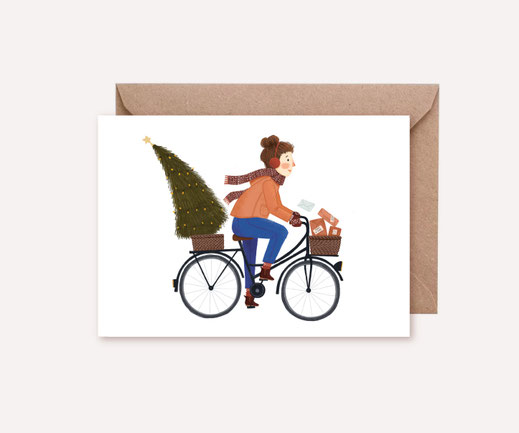 Grusskarte Klappkarte Lotta Langrock – Weihnachten, Weihnachtsbaum, Weihnachtspost, Papeterie, Weihnachtsbaum