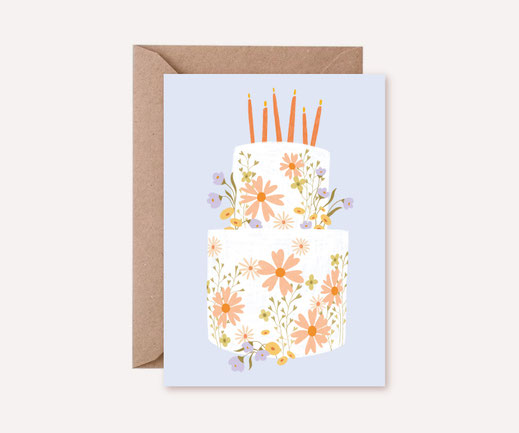 Grusskarte Klappkarte Lotta Langrock – Butterblumen; Blumen, Hygge, Skandinavien, nachhaltig, Bio-Farben, Gelb, Blau