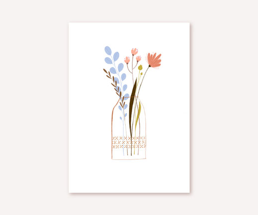 Postkarte Lotta Langrock – Pastell, Blumenvase, Minimalismus, Simpel, Hygge, Skandinavien,