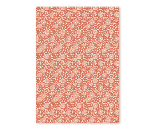 Geschenkpapier Lotta Langrock - Jule Boho Sommer, Gänseblümchen, warmes Orange Rot, Terracotta, Erdbeeren, Kirschen, kleine Blümchen
